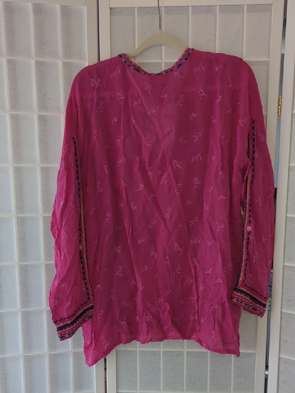 Johnny Was Audrey Mandarin Collar Shirt - Picture 7 of 10